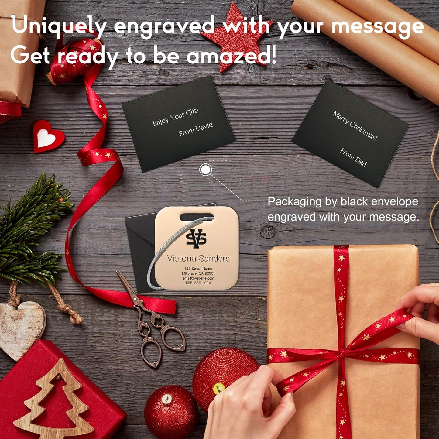 Personalized Luggage Tags for Suitcases - Stainless Steel Custom Luggage Tags for Backpacks & Bags, Sturdy, Waterproof & Heavy Duty (Rose Gold/Square)