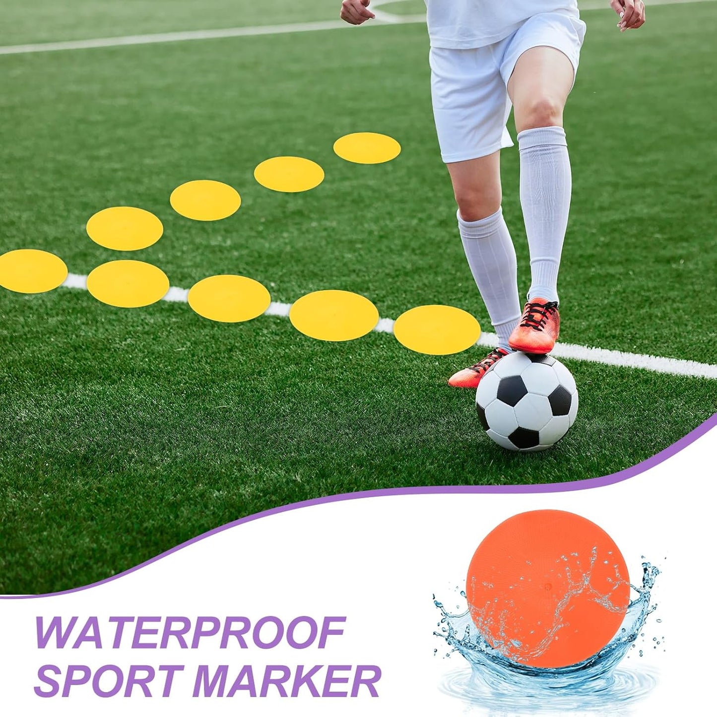 PATIKIL Spot Markers, Non-Slip Floor Dots Agility Markers Flat Field Cones Poly Dots for Gym PE Speed Training Dance Soccer Basketball Sports