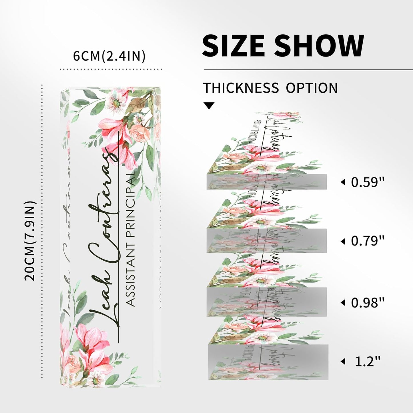 Desk Name Plate Personalized, Custom Name Plate for Desk, Office Desk Decor for Women and Men, Employee Appreciation Gifts Office Gifts for Boss, Manager, Teacher, Nurse (Tender Flower)