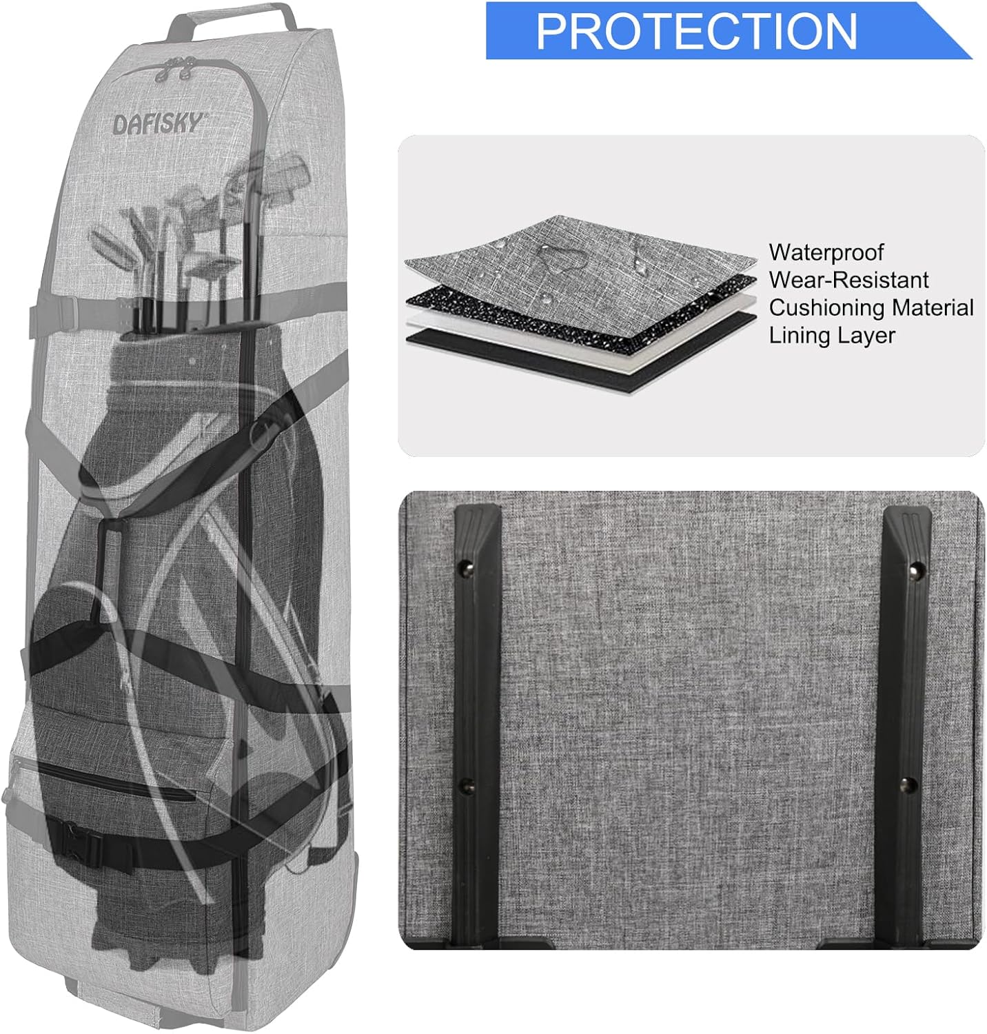 Golf Travel Bag for Airlines with Wheels - Adjustable Support Rod for Protect Golf Clubs