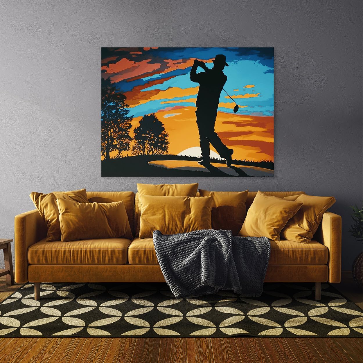 Sense Canvas Golf Golfer Sunrise Sunset 11 Canvas Art - Home Decor Wall Art Print Poster Painting Large 40x30 / 1.5"