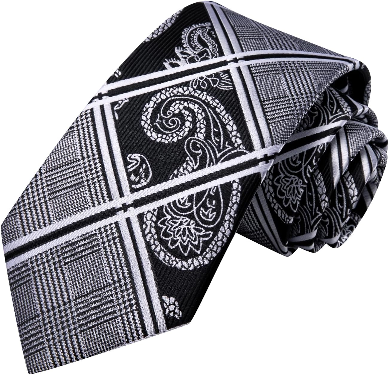 Hi-Tie Men 63inches Tie Set Extra Long Necktie Paisley Tie Pocket Suqare Cufflinks Big and Tall Men Tie