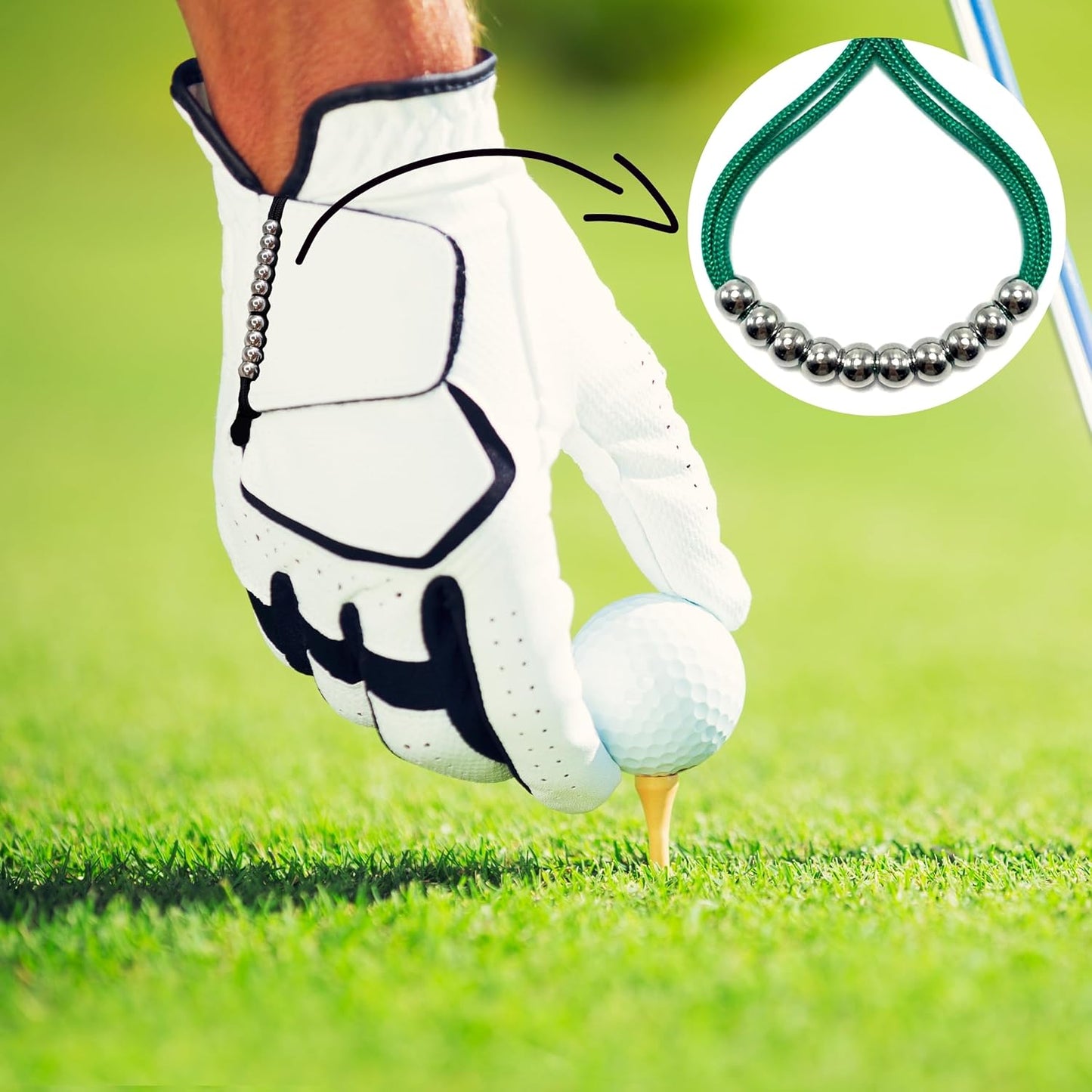 LAMIBEE Pack of 2 Golf Glove Bead Stroke Counter, 10 Stainless Steel Beads Score Counter for Gloves, Stroke Count Resizable Easy to Adjust Golf Round Scoring Tracker Accessory