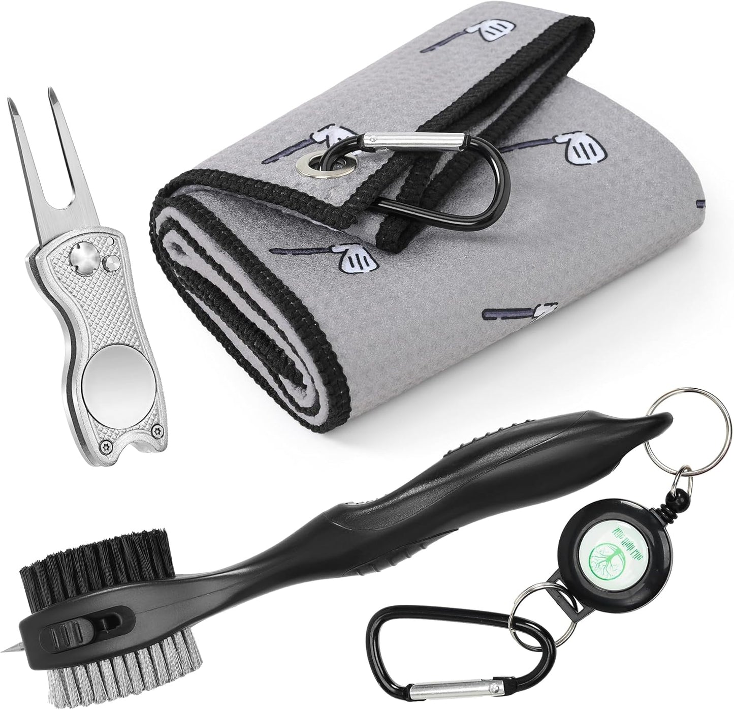 Mile High Life Printed Golf Towel(16"x24"), Brush Tool Kit, Divot Repair Tool, Microfiber Towel，Brush with 2FT Retractable Cord, Repair Tool w Magnetic Golf Ball Marker