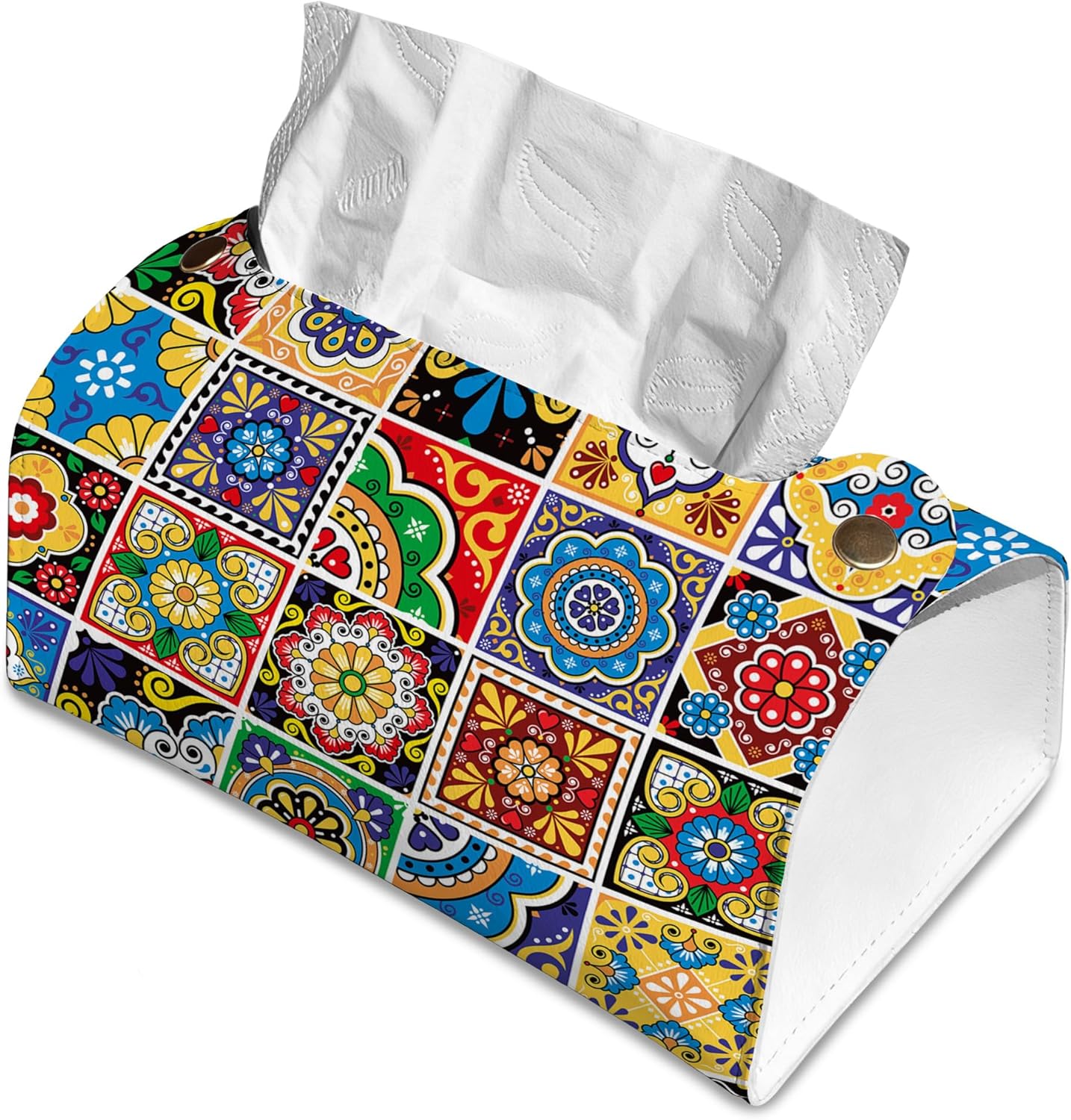 Talavera Mexican Tiles Tissue Box Cover Holder – Rectangular Tissue Organizer, Decorative Napkin Box Case for Home, Office & Car