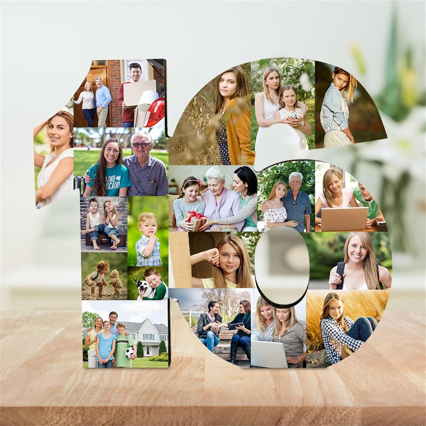 Personalized Numbered Photo Collage Frame with 1-20 Picture Custom Age Wood Picture Frame for Couple Friend Famliy Home Decor Gif for Anniversary Birthday 50th 16th 18th,Numbers Photo Frame