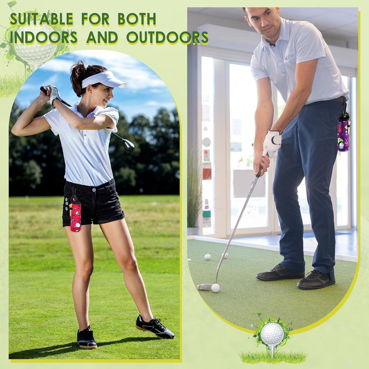 WILLBOND 48 Pcs Golf Ball Tee Holder Neoprene Golf Ball Pouch Golfs Balls Carry Bag Multicolor Portable Golfs Accessories for Men and Women, 24 Colors