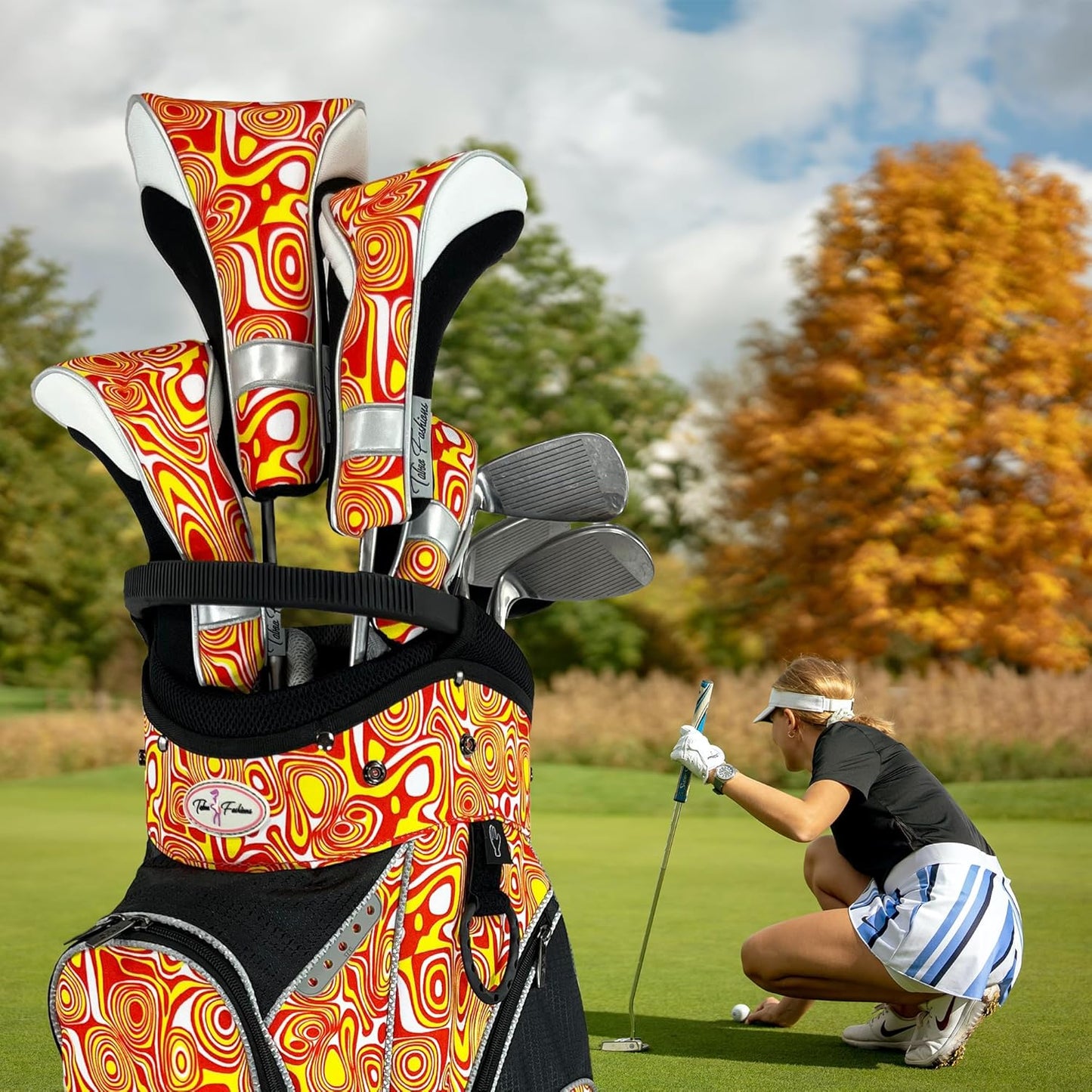 Taboo Fashions Monaco Golf Club Covers for Women - Numbered Golf Headcovers Set for Driver, Fairway and Hybrid Clubs - Weather Resistant, Pack of 4