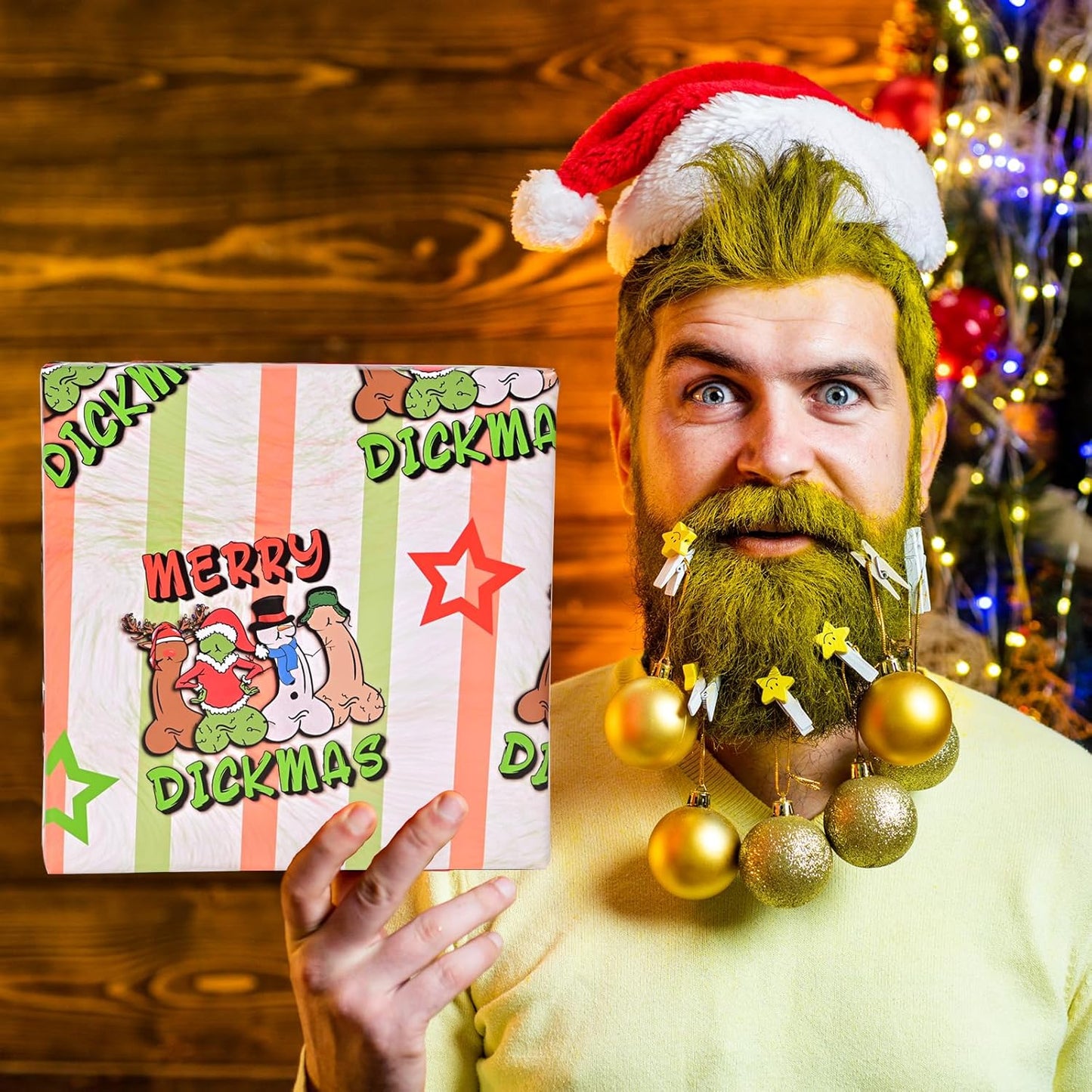 Dtiafu Funny Christmas Wrapping Paper Unique Dxxkmas Gift Wrap Paper Bulk Folded Flat Rude Shape for Women Men Adult Husband Wife Holiday Birthday (6 Pack)