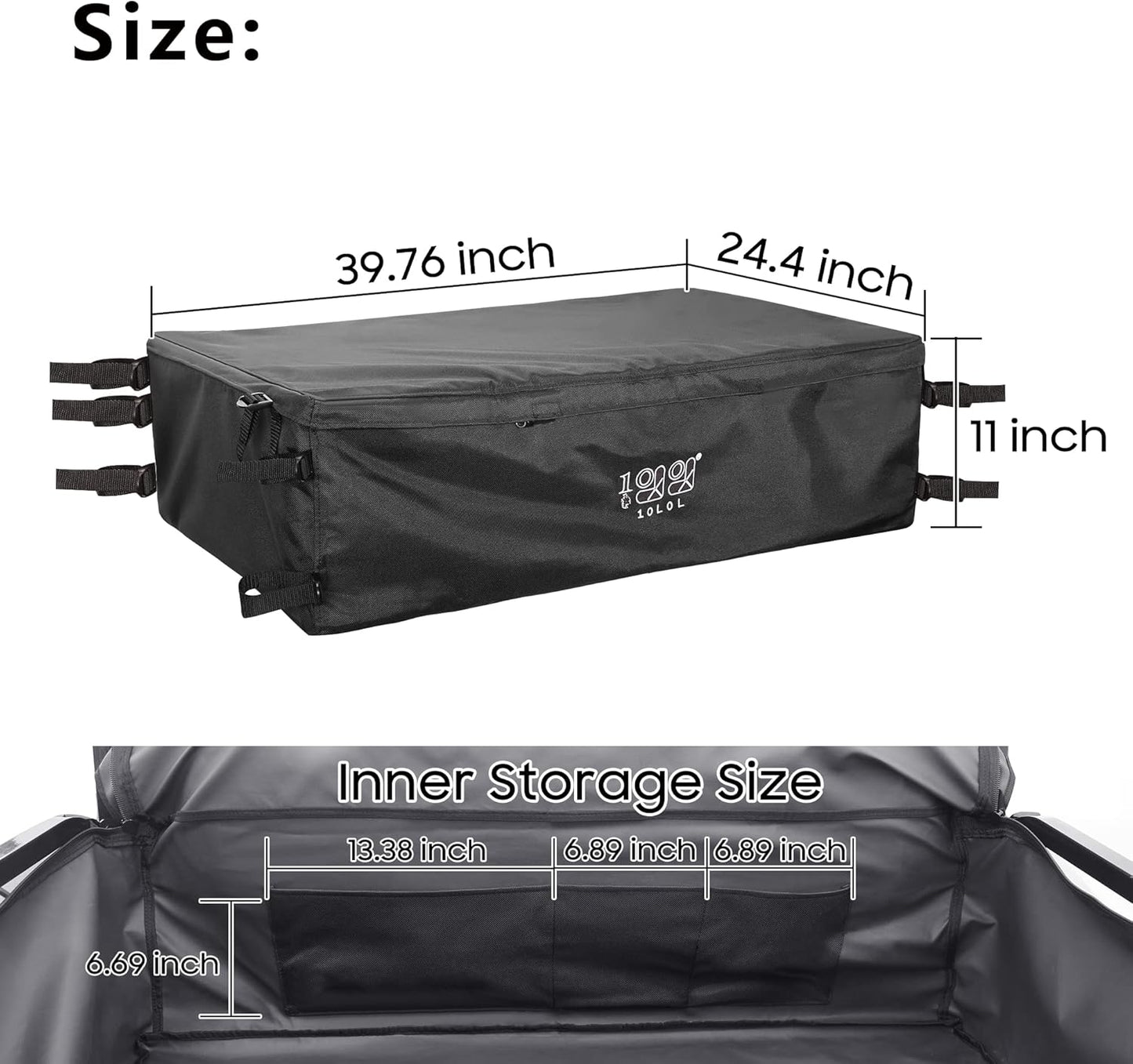 10L0L 4-Passenger Golf Cart Storage Bag,Cargo Bag with Zipper,Strong Buckle,Expand Space for Yamaha,Club Car, EZGO Back Seat Storage