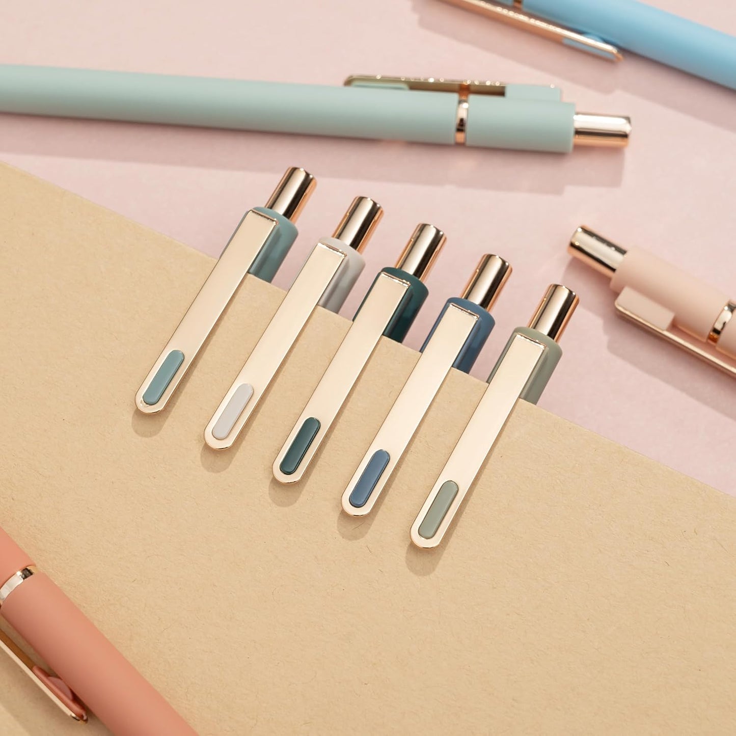 Linbsunne Gel Pens Black Ink Pens for Office 0.5mm Fine Point Pen Smooth Writing Retractable (Metal gold clip-18 pcs)