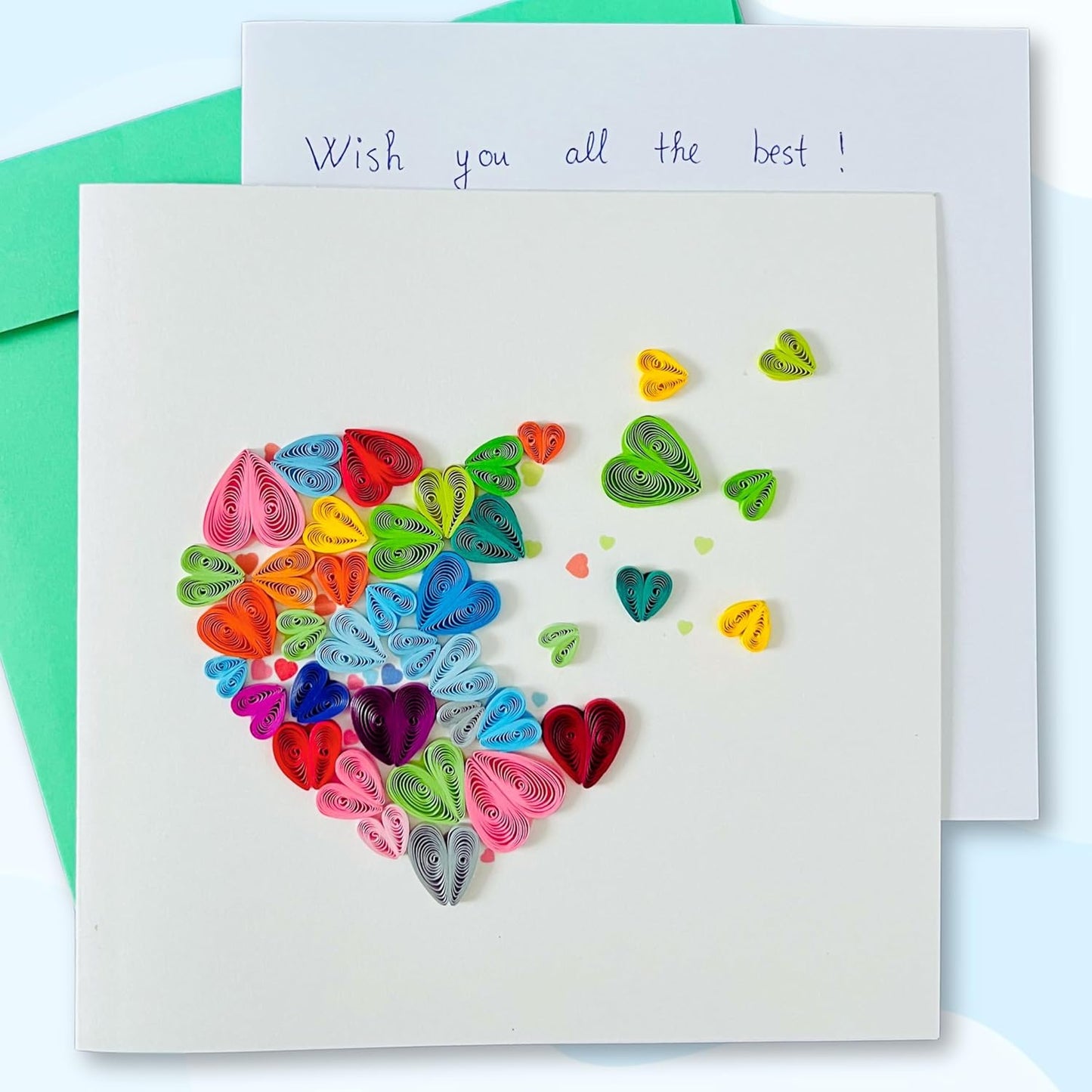 Quilling Cards, handmade card, quilled cards with Handmade Art for all occasions: quilling birthday card for women, Birthday card, mother... colorful heart design (Breaking heart)