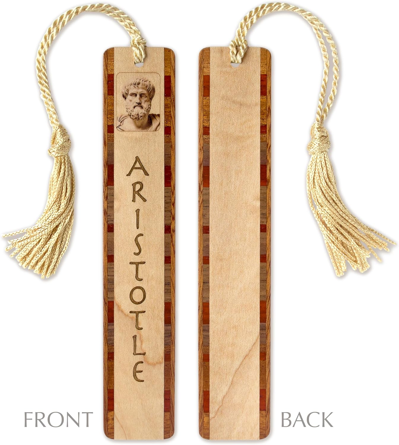 Aristotle Greek Philosopher Portrait with Engraved Signature Wooden Bookmark - Made in USA - Also Available with Personalization