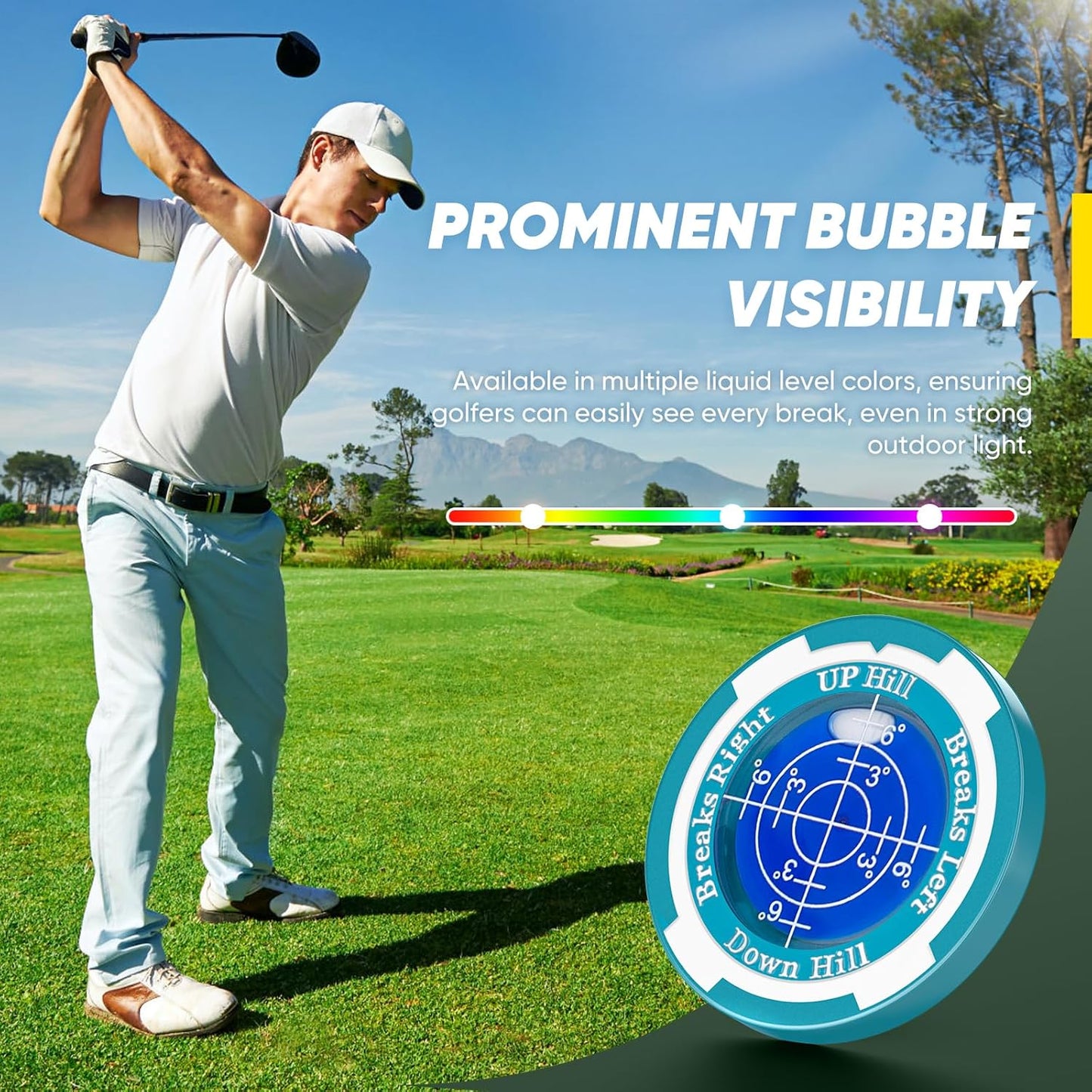 GreenNav Pro-High Precision Golf Green Reader & Golf Ball Marker with Horizontal Bubble Level, Essential Slope & Putt Line Reading Aid, Golf Accessories for Men Women