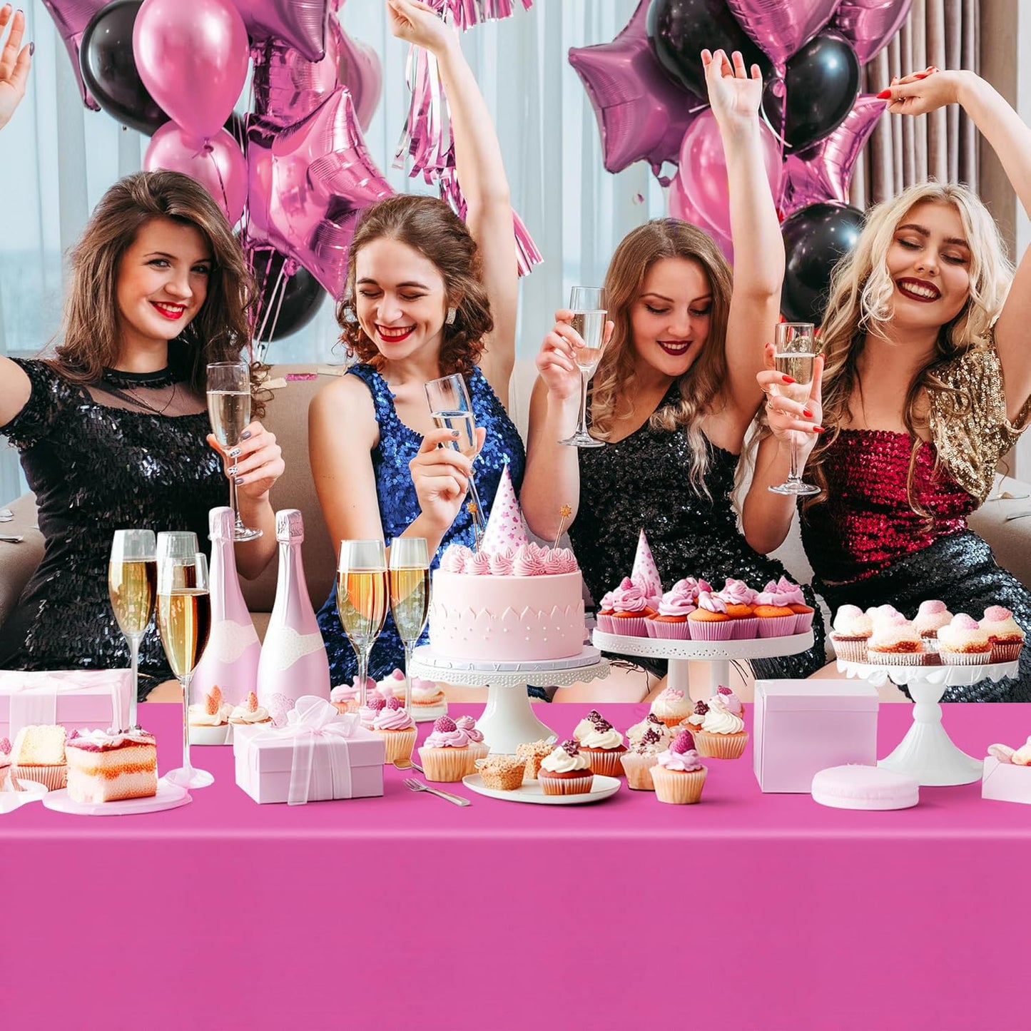 4 Pieces Red Series Rectangle Tablecloth, 54x72 Solid Color Waterproof & Spillproof Disposable Plastic Table Cover, Durable Party Tablecloth for Dining, Buffet, Picnic, Outdoor Events