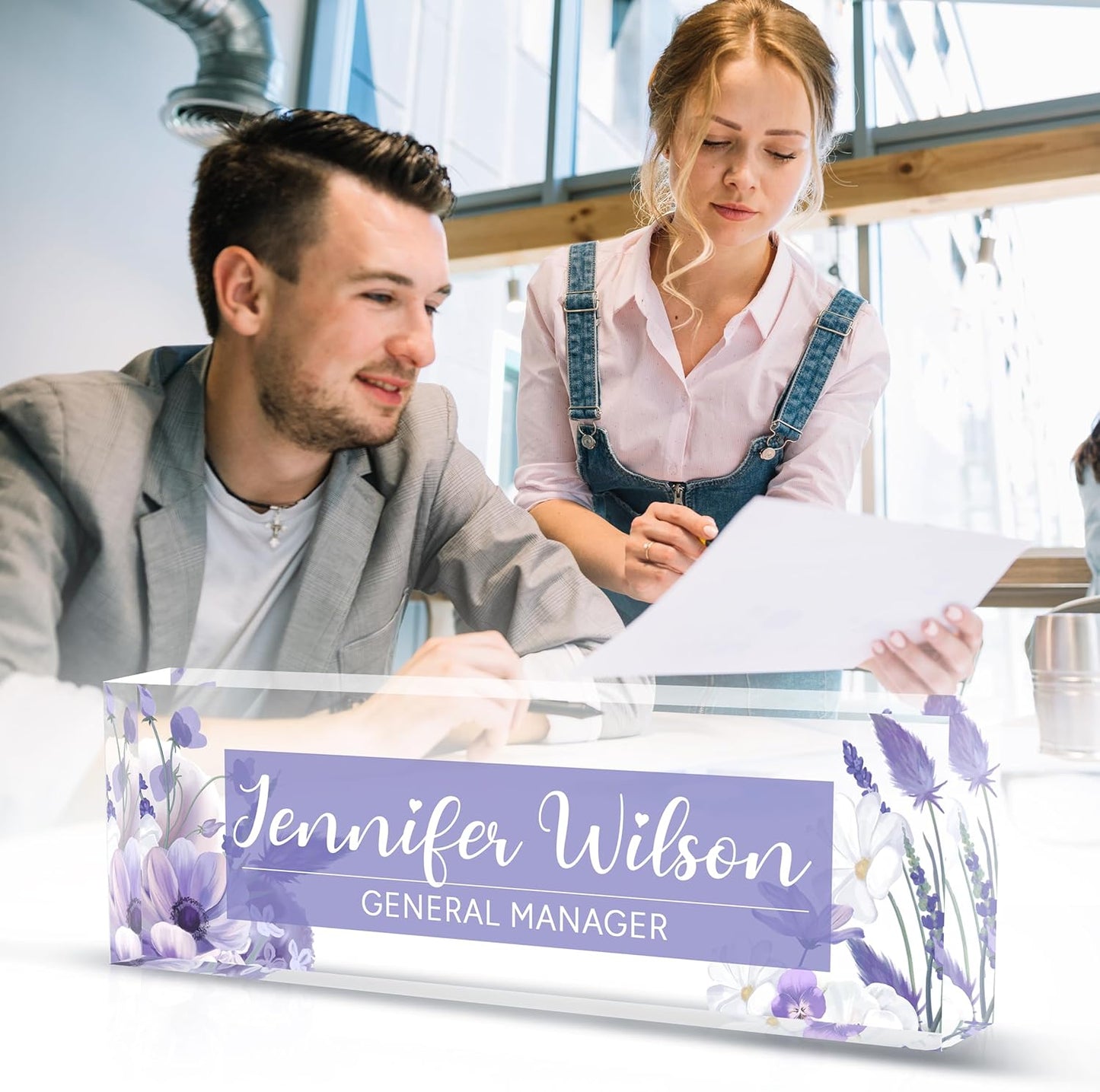 Name Plate for Desk, Desk Name Plate Personalized Office Desk Decor for Women and Men, Acrylic Desk Accessories, Employee Appreciation Gifts The Office Gifts for Boss, Manager, Teacher, Nurse