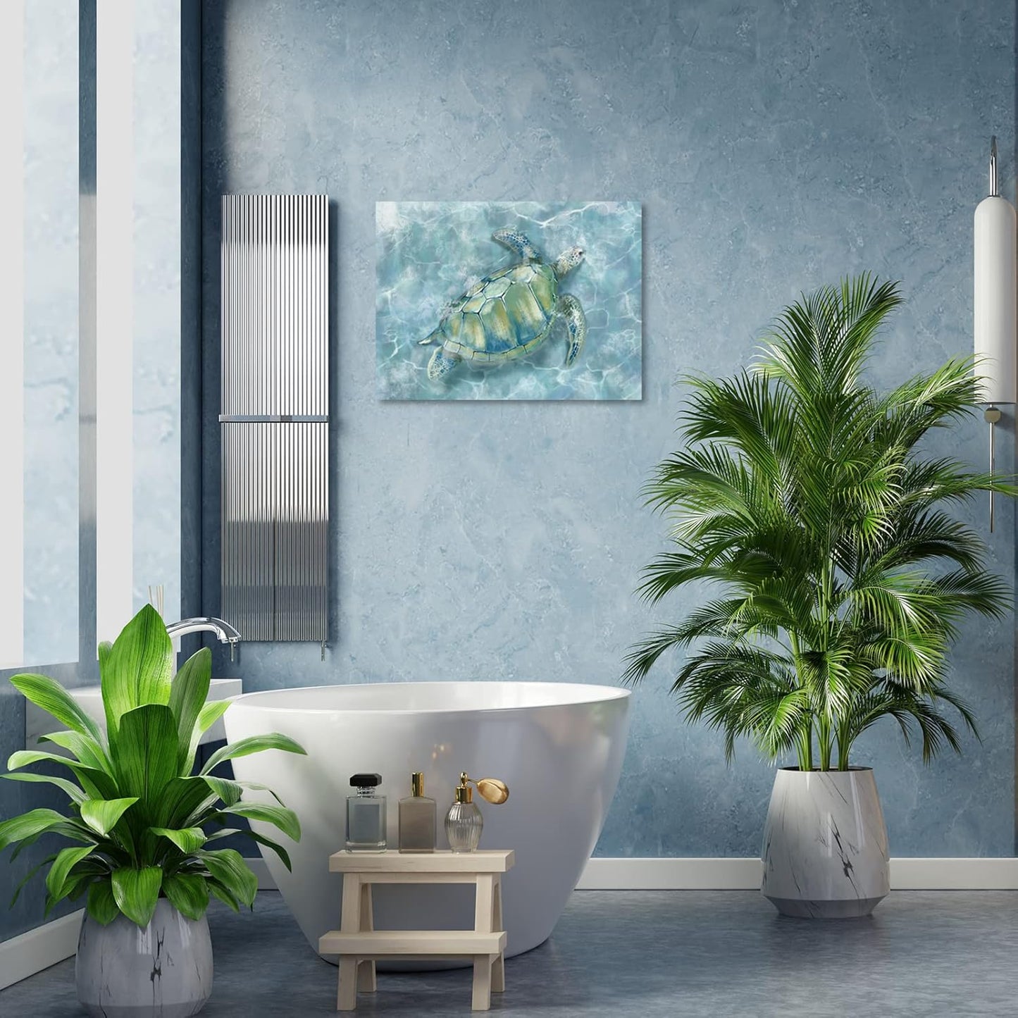 YJYart Canvas Wall Art for Bedroom Sea Turtle Wall Decor Pictures for Wall Blue Artwork Pictures Green Turtle Wall Decorations for Bathroom Bedroom Home Office 24 x 36 inches