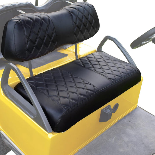 NOKINS Golf Cart D Diamond Seat Cover for Golf Cart Club Car DS Original Regular Seat Cushion, No Stapler, Golf Cart Vinyl Replacement Front Seat Cover Black Stitching