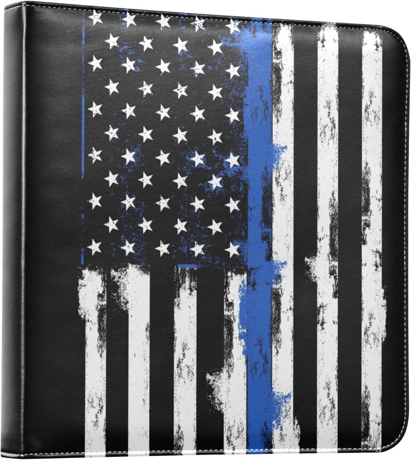 Fisyme Blue Line Police American Flag Photo Album Self Adhesive DIY Scrapbook Album for 2x3 4x6 5x7 6x8 Pictures 20 Pages Memory Book for Family Wedding