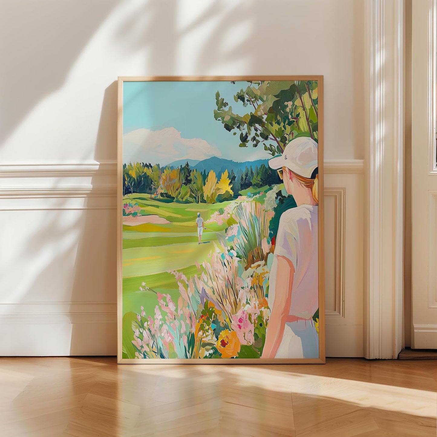 Golf Course Floral Pastel Art Print Posters - Premium Giclee Fine Art Prints - Golf Course Home Decor Posters, Golfer Art Prints for Home and Office Decor - Vintage Aesthetic, Ready to Frame