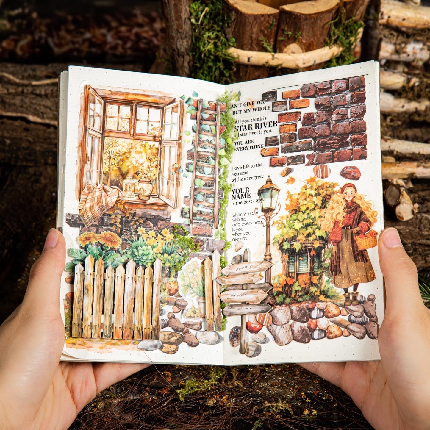 Rustic Garden-Themed Cardstock Sticker Set, 180Pcs Vintage Stickers for Scrapbooking, Journaling, Junk Journal Supplies, and DIY Crafts