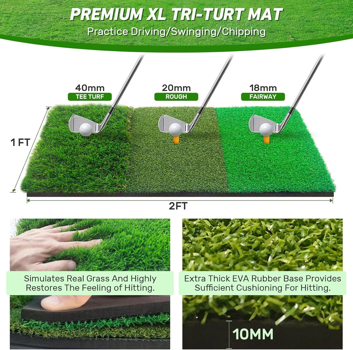 Golf Net, 10x7FT with Golf Practice Mat, Hitting Aid Nets for Backyard Driving Chipping Training Swing with Targets Outdoor or Indoor– Gifts for Men/Dad/Him