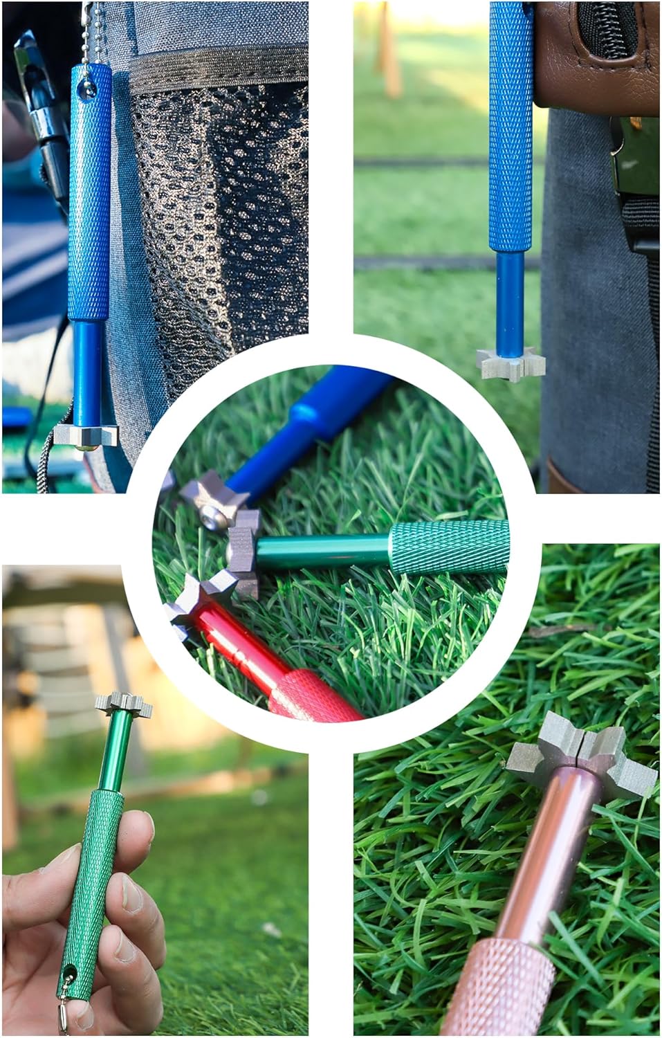 Golf Groove Sharpener,Golf Club Groove Sharpener,Groove Sharpener,Club Sharpener,Groove Sharpening Tool - Generate Optimal Backspin - Suitable for U & V-Grooves (6 Heads) (Green)