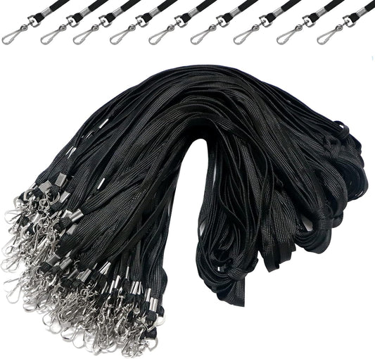 120 Pcs Black Lanyards Premium Bulk Flat Lanyards 36" with Swivel J Hook for ID Name Badge Holder, VIP, School, Kids, Coach, Conference, Festival and Hang Keys