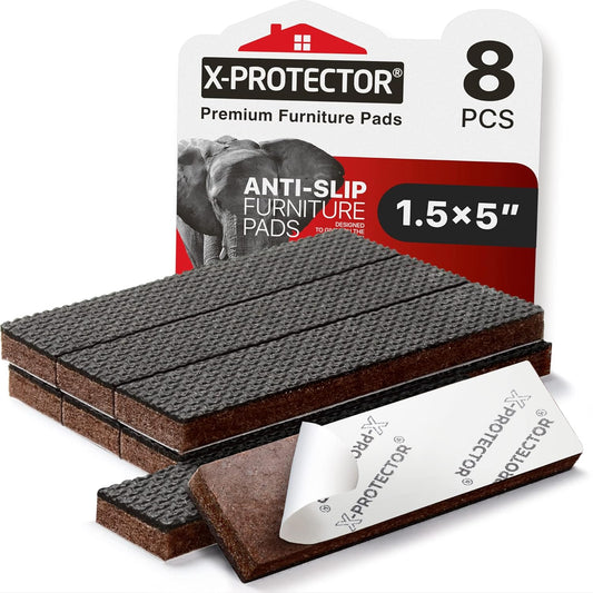 Non-Slip Furniture Grips: 8 Pcs Rubber Pads 1.5' x 5' by X-PROTECTOR Ideal Floor Protectors