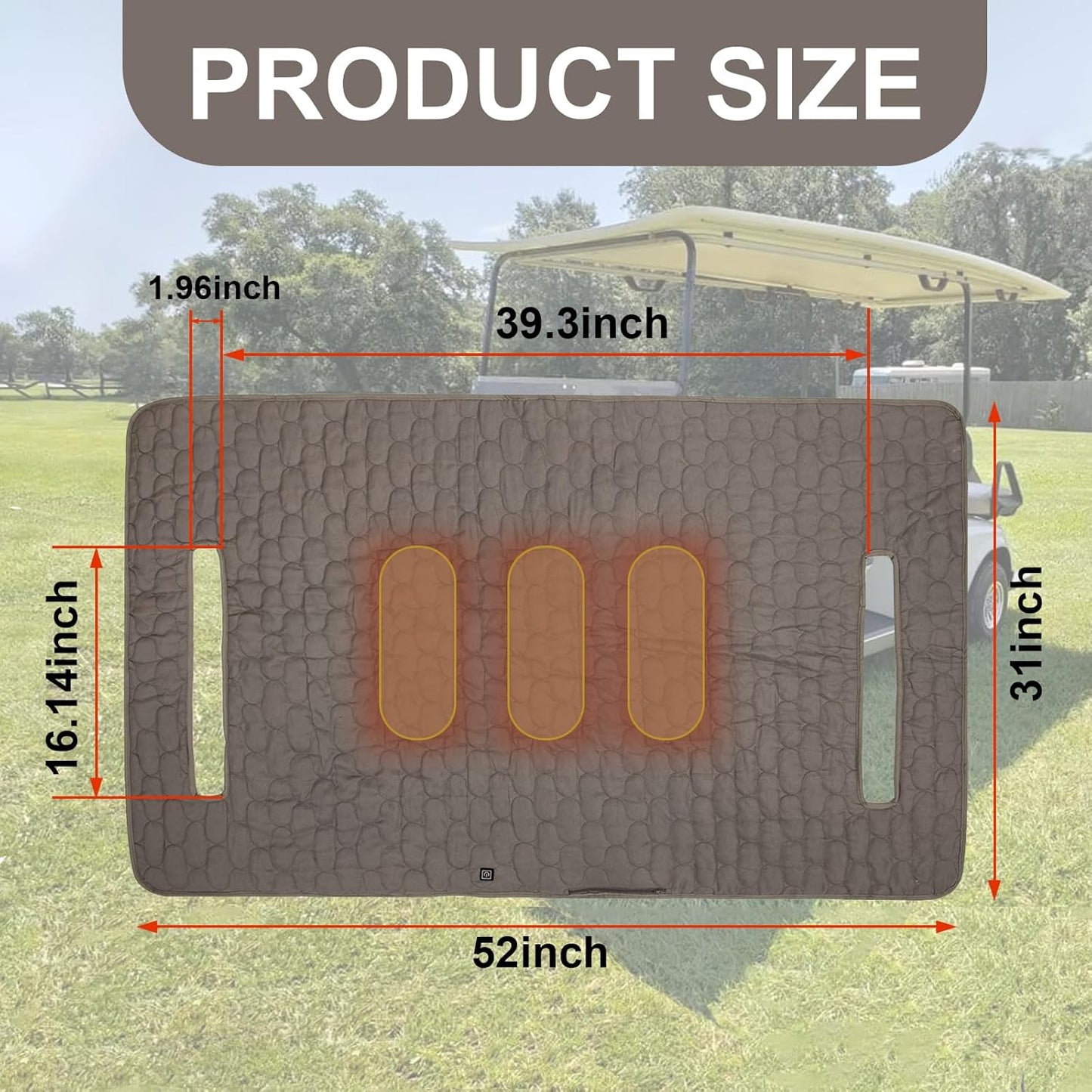 TUYU Heated Golf Cart Seat Cover,Non-Slip Winter Golf Cart Seat Warmer Towel Blanket for 2-Person Seats Club Car, Golf Cart Accessories Gift for Men.52 * 32 inch. Keeps Warm and Clean