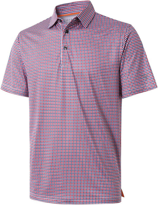 Golf Shirts for Men Dry Fit Short Sleeve Print Performance Moisture Wicking Polo Shirt