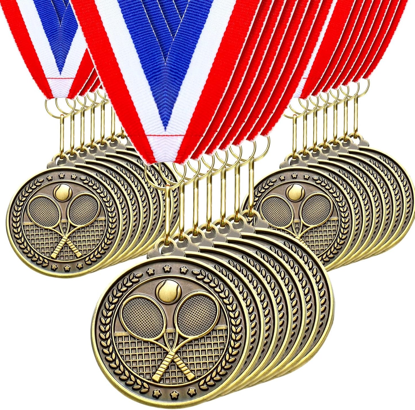 Remuuly 30 Pcs Gold Medals Bulk 2'' Basketball Soccer Baseball Volleyball Football Lacrosse Kickball Cheer Bowling Trophy Medals for Awards for Sports Participation Winner Gift