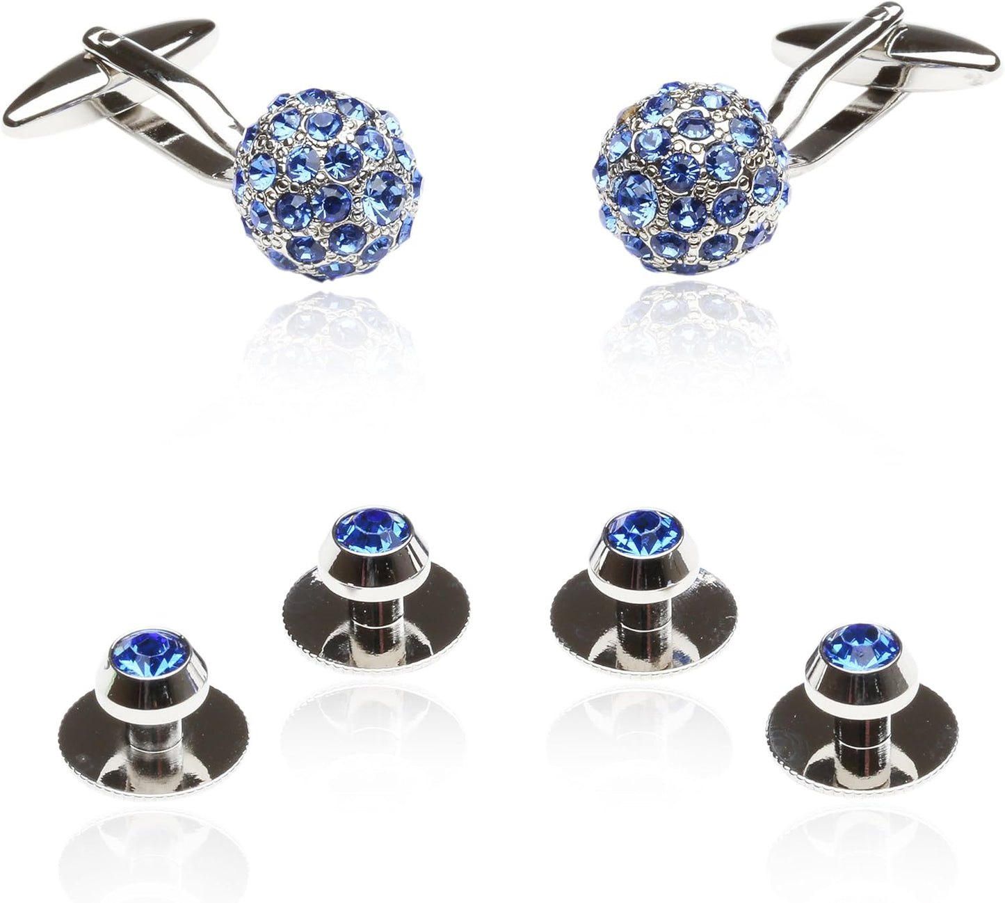 Cuff-Daddy Crystal Ball Cufflinks Studs Blue with Presentation Box