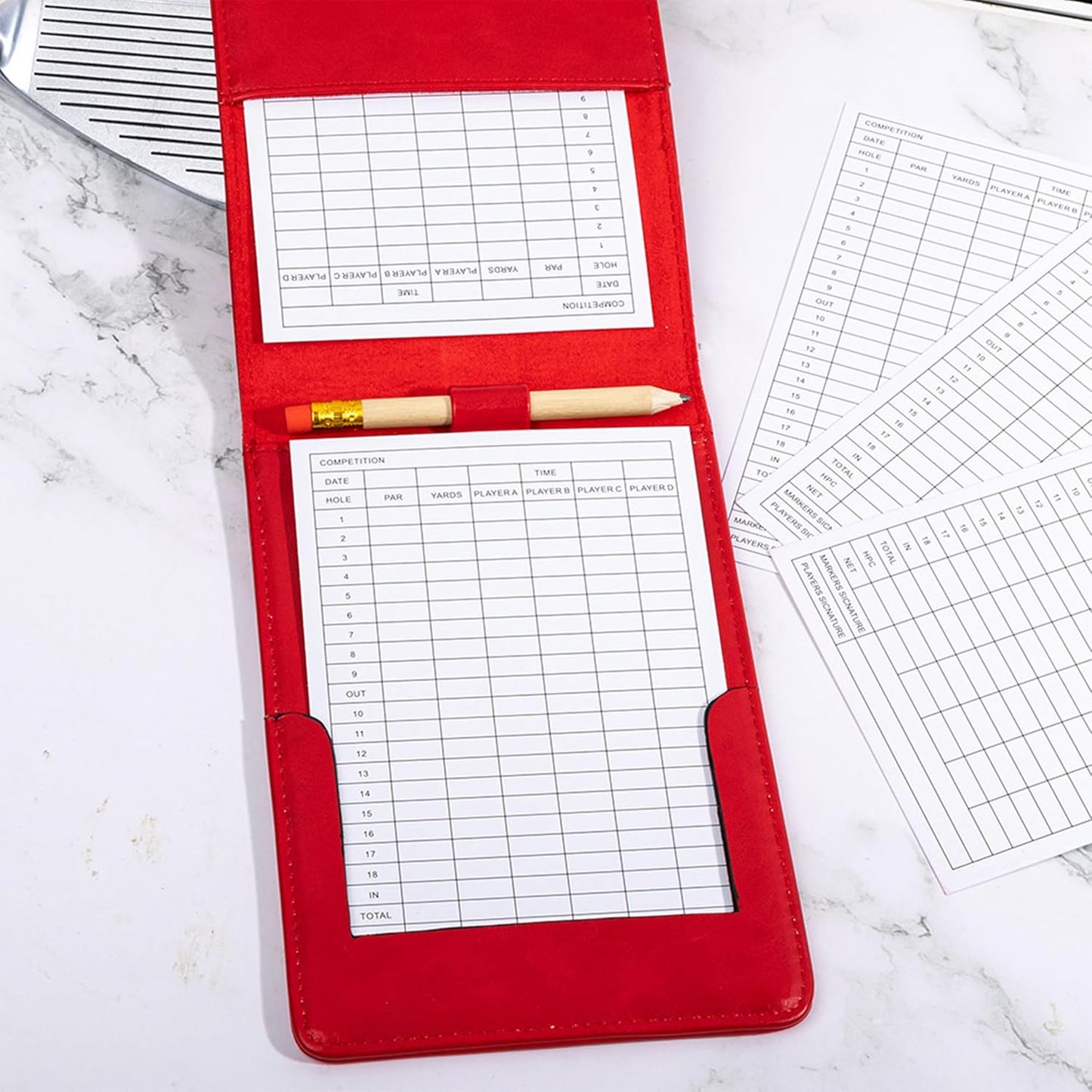 Personalized Leather Golf Scorecard Holder Customize Name Golf Yardage Book Cover Accessories Father Day Christmas Birthday Gifts for Men Women