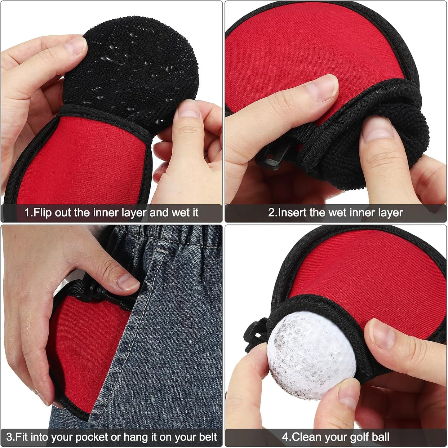 PATIKIL Golf Ball Washer Pouch, Portable Golf Balls Cleaner Pocket Bag with Hanging Clip for Women Golf Exercise