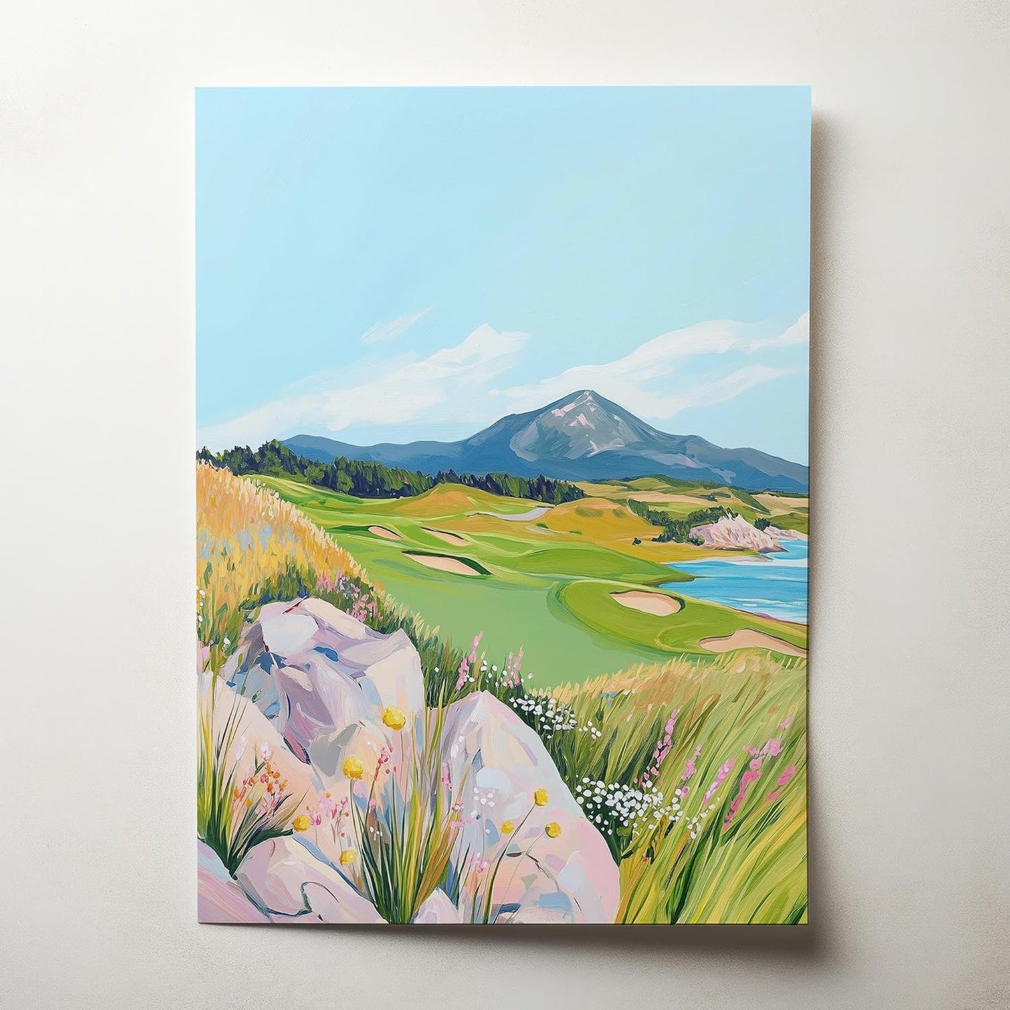 Golf Course Floral Pastel Art Print Posters - Premium Giclee Fine Art Prints - Golf Course Home Decor Posters, Golfer Art Prints for Home and Office Decor - Vintage Aesthetic, Ready to Frame