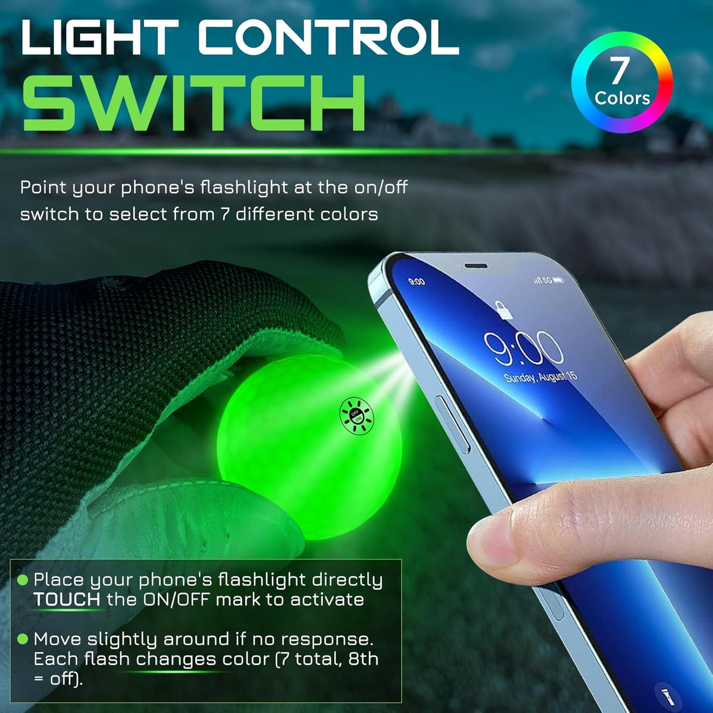 KINGTOP Upgraded Glow in The Dark Golf Balls - Super Bright Light Up LED Golf Ball - with Glow Golf Tees and Storage Bag - Fun Night Golfing Gift for Men and Women | Backyard Putting Greens