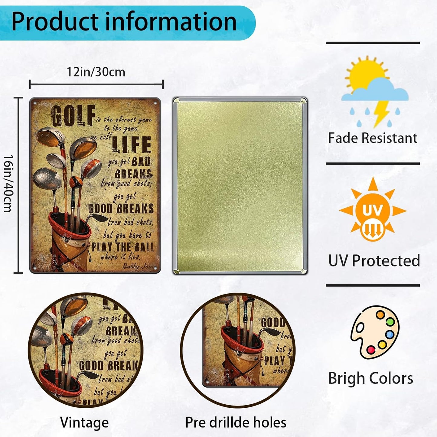 Vintage Golfing Golf Life Metal Tin Sign 12x16 Inch for Home Club Man Cave