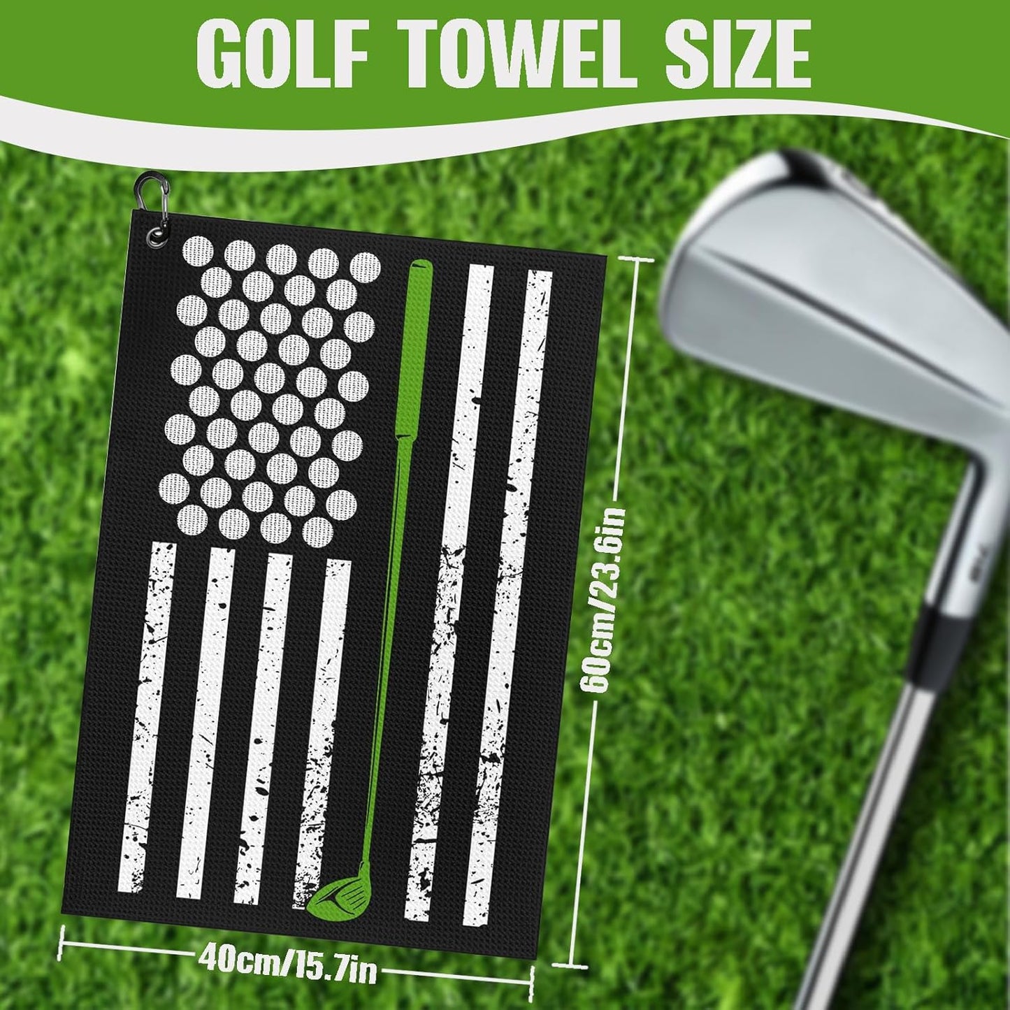 American Flag Golf Towel and Brush Set, Microfiber Waffle Golf Bag Towel with Clip, Golf Cleaning Kit Gifts for Men and Women, Funny Golf Accessories for Golf Fan, Golfers Golf Lovers Retirement Gift