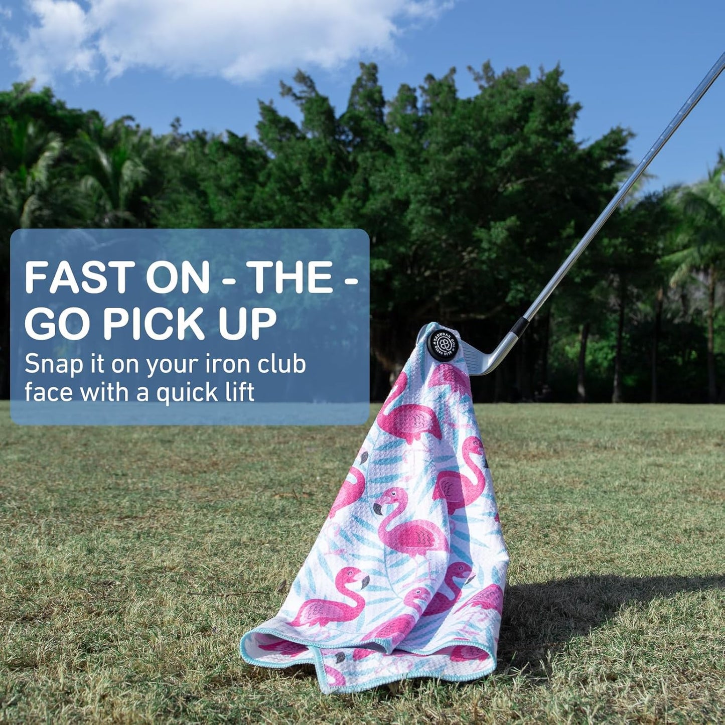 Magnetic Golf Towel for Men Women Golfer - Microfiber Golf Towel Magnet with Waffle Texture - Strengthen Magnet Golf Towels for Strong Hold to Metal Objects (4.Flamingo)