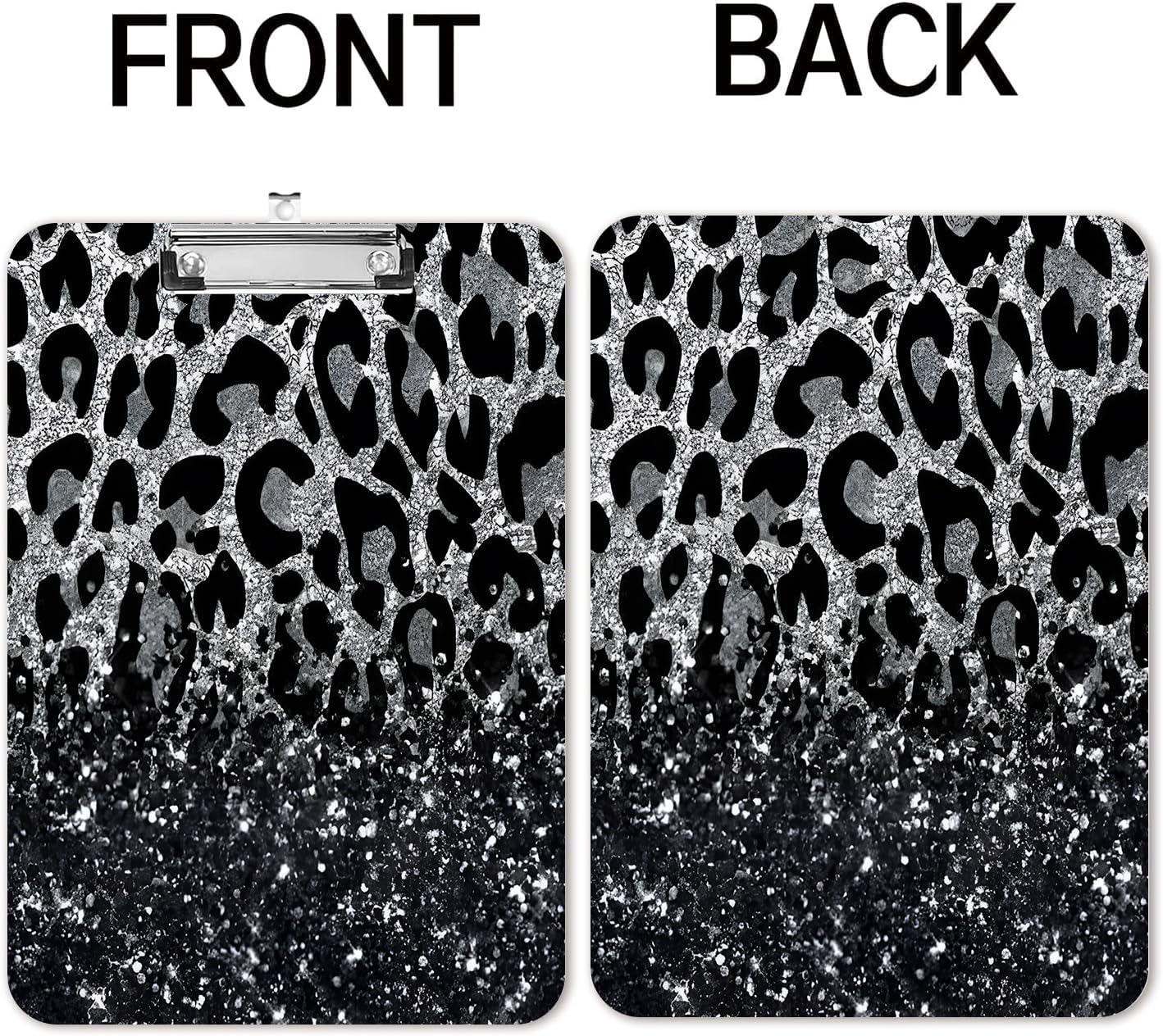 Fashion A4 Clipboard, Standard Letter Size 9" x 12.5", Decorative Wooden Clipboard with Low Profile Metal Clip for Office, School, Teachers, and Students,Luxury Black Leopard