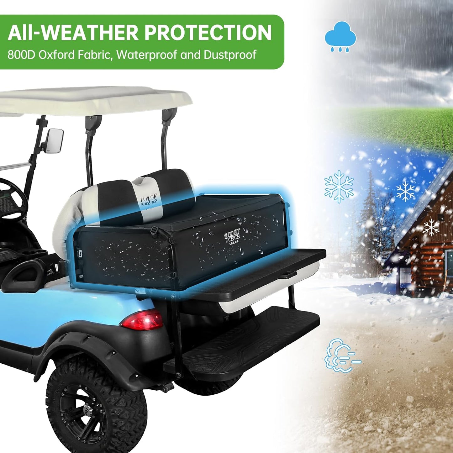 10L0L 4-Passenger Golf Cart Storage Bag,Cargo Bag with Zipper,Strong Buckle,Expand Space for Yamaha,Club Car, EZGO Back Seat Storage