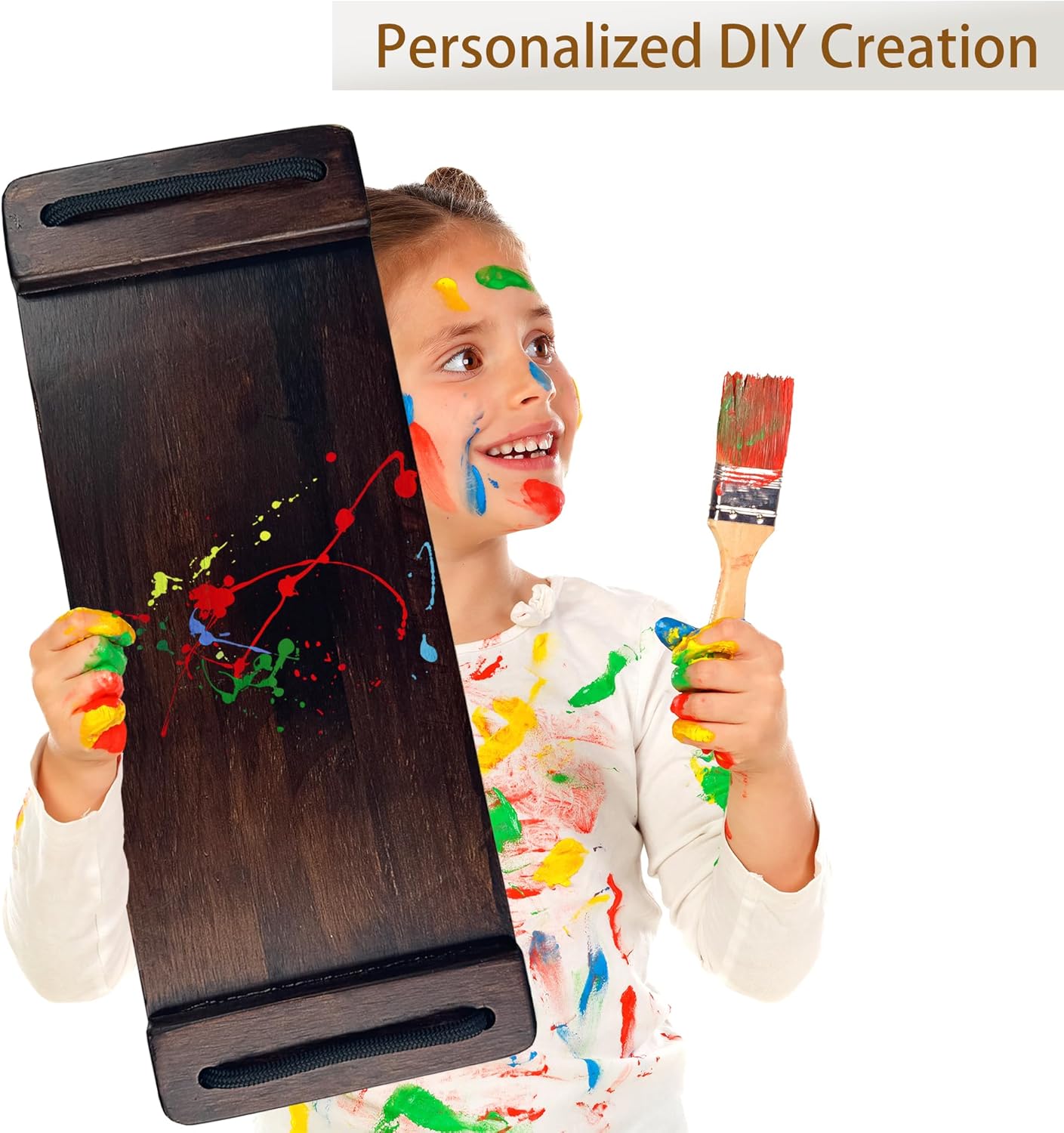 KINSPORY Wooden Swing Seat, Outdoor Swing Set Accessories for Backyard, Height Adjustable Rope with Hanging Tree Straps Kit for Porch Patio Garden Playgroud (Brown)