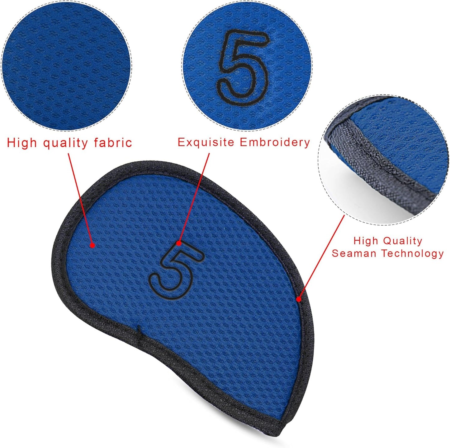 Golf Irons Club Head Covers, Golf 10pcs Set Thick PU Leather Waterproof Head Covers with Number Tag 3-9/A/P/S Fit Most Irons Club