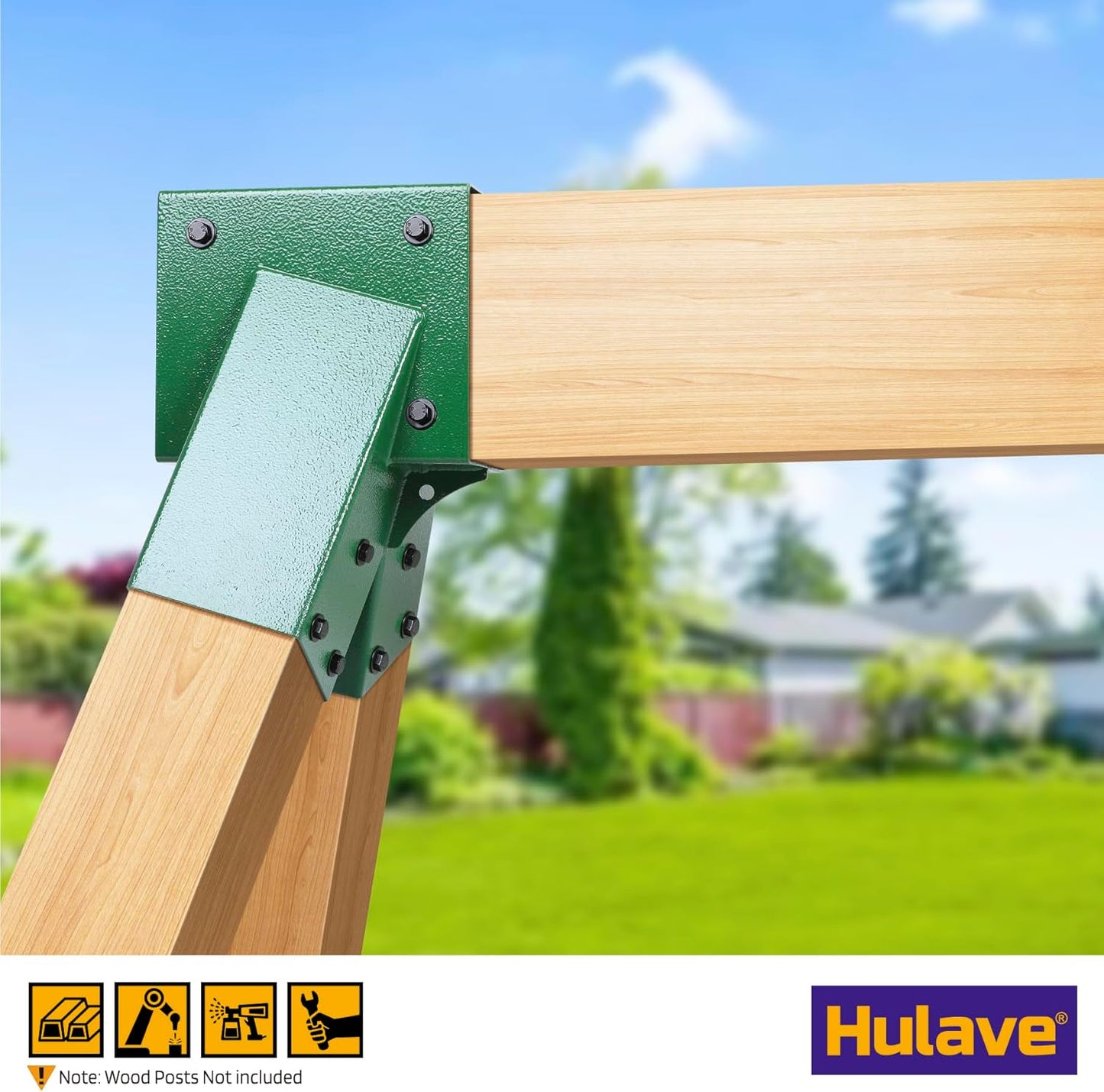 Hulave 2pcs A-Frame Swing Set Brackets, 201 Stainless Steel Swing Bracket Kit with Mounting Accessories(Green)