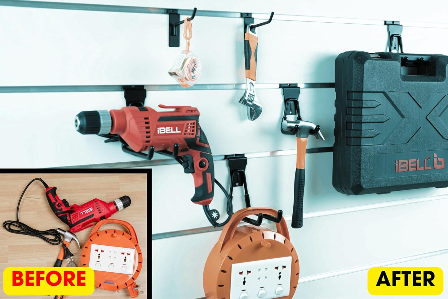 FELLER Slatwall Hooks Heavy Duty - Premium 20 Pack for Proslat & Slatwall Accessories - Durable Double & Single Slat Wall Hooks with 4X Toughness and Rubber Grip