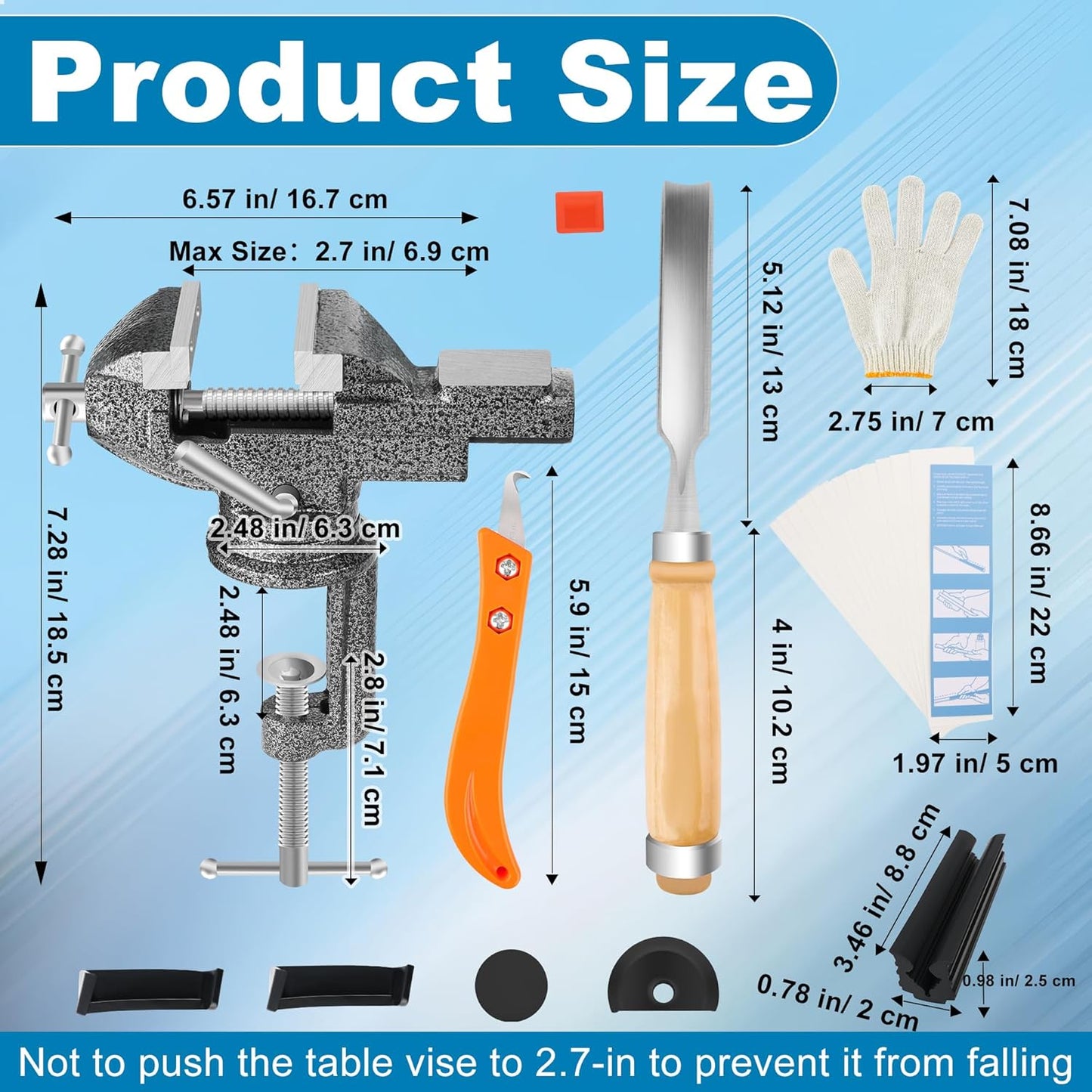 Golf Club Grip Vise Clamp Kit, Golf Grip Tape Remover Tool for Regripping, Include Portable Table Vise/Scraper/Hook Knife/Gloves/Rubber Sleeve/ 13PCS Double-Sided Tapes