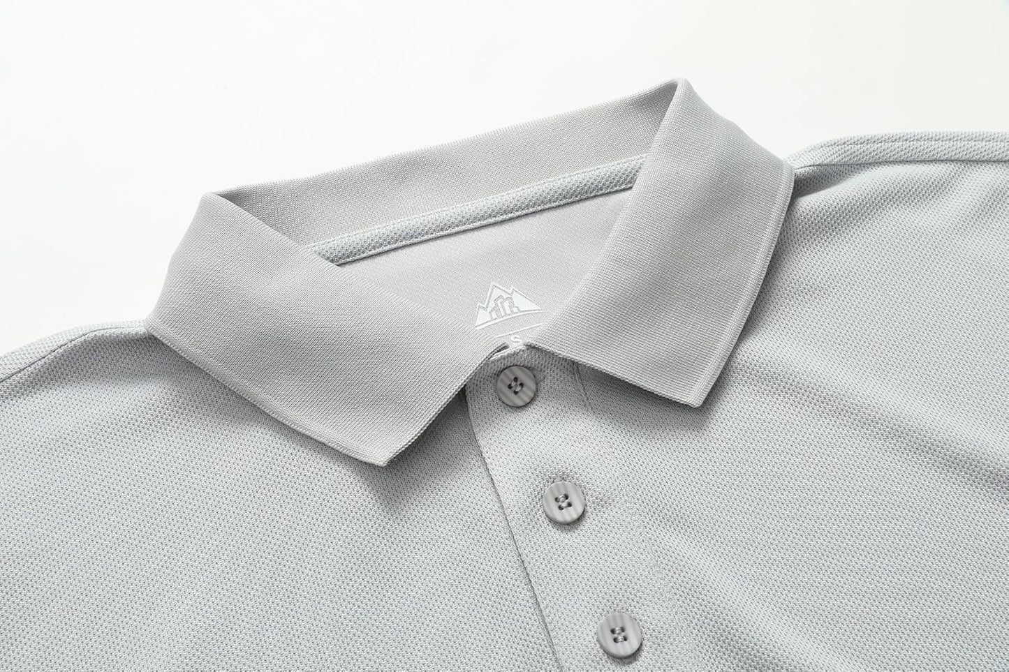 Men's Long Sleeve Polo Shirt Quick-Dry Performance Tactical Golf Shirts Regular-fit Jersey Tennis Shirt