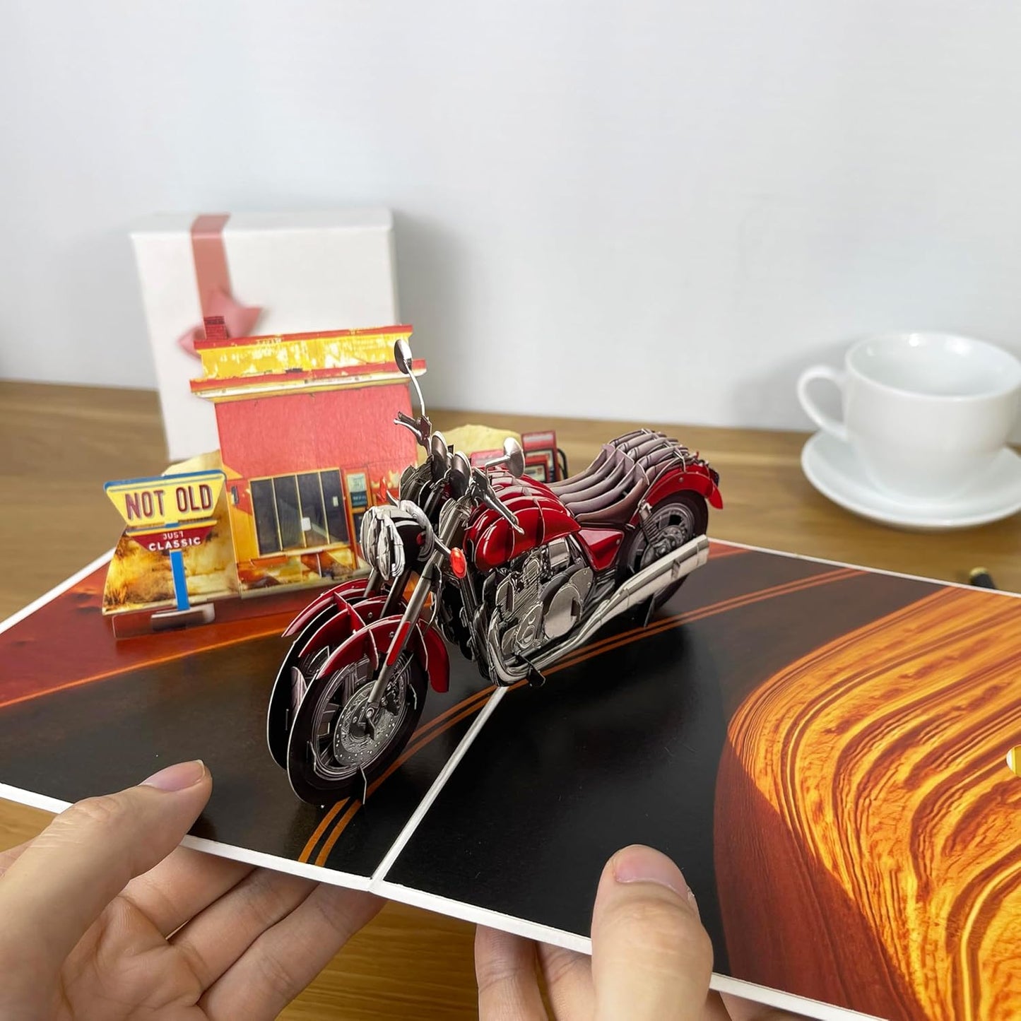 3D Motorcycle Popup Card - Handmade Biker Paper Art for Birthday, Anniversary, Christmas, Father’s Day - Unique Gift for Him, Her, Dad, Son, Husband, Wife, Motorcycle Lover