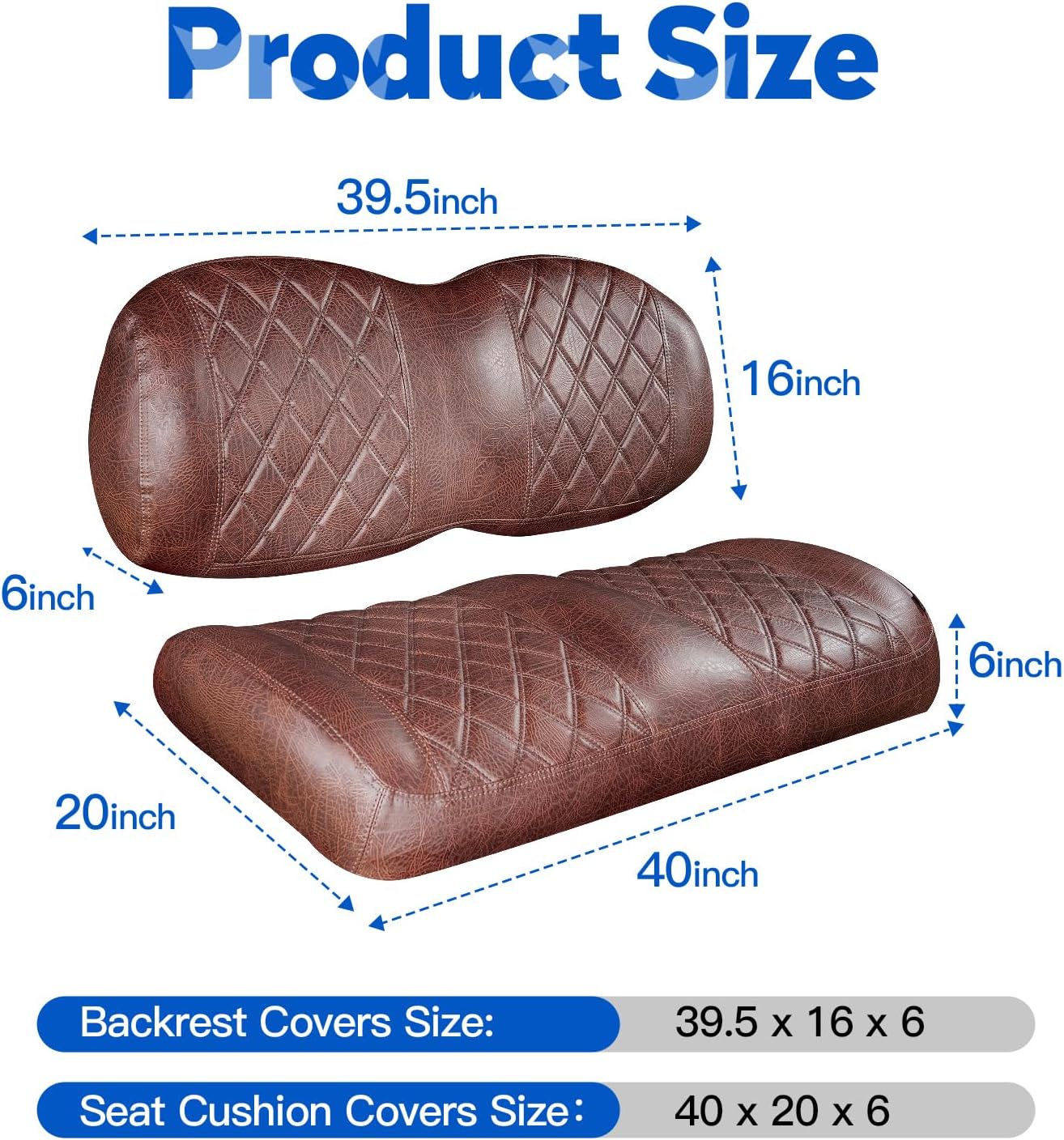 NOKINS Golf Cart Vinyl Diamond Seat Covers kit, Fit Club Car Precedent/Tempo/Onward Premium Front Seat Cushion, Soft/Scratch-Resistant/No Stapler Needed